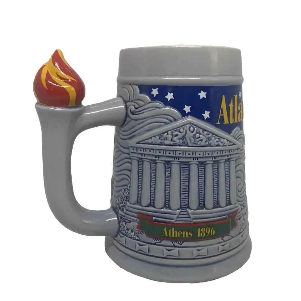 Budweiser Ceramic Beer Stein Collector Athens 1896 Atlanta 1996 Olympics Vintage